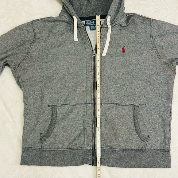 Vintage Y2K Polo Ralph Lauren Hoodie Mens XL Gray Pony Full Zip Sweatshirt BOXY! - Picture 6 of 7